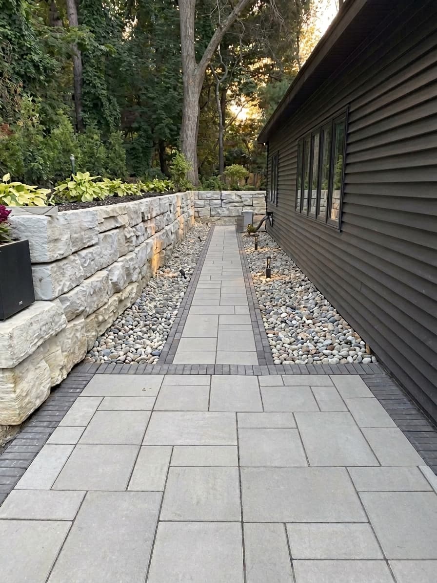 Paver walkway with lighting in Bloomfield Hills, Mi